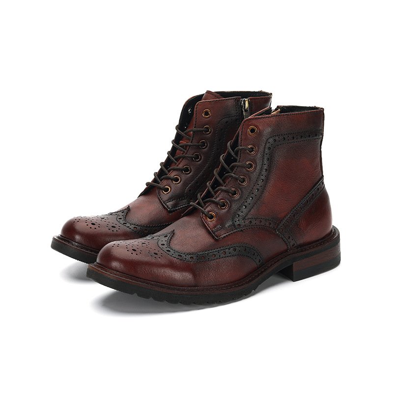 2024 leather boots for men boots for men shoes leather High end round head Martin locomotive