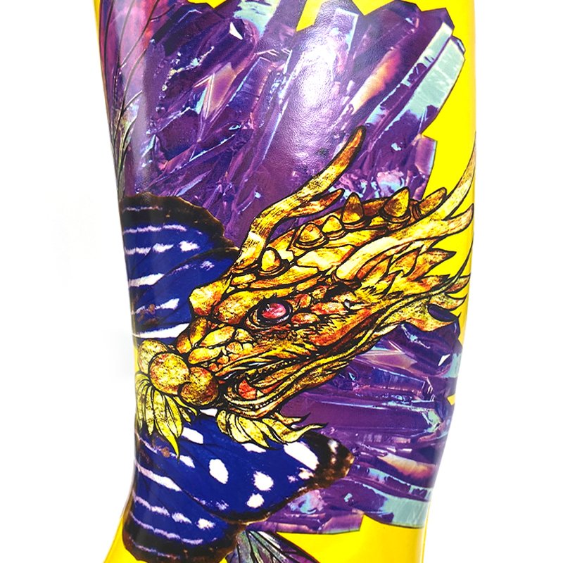 Copyright pattern waterproof knee high rubber gumboots womens custom print wellington rain boot