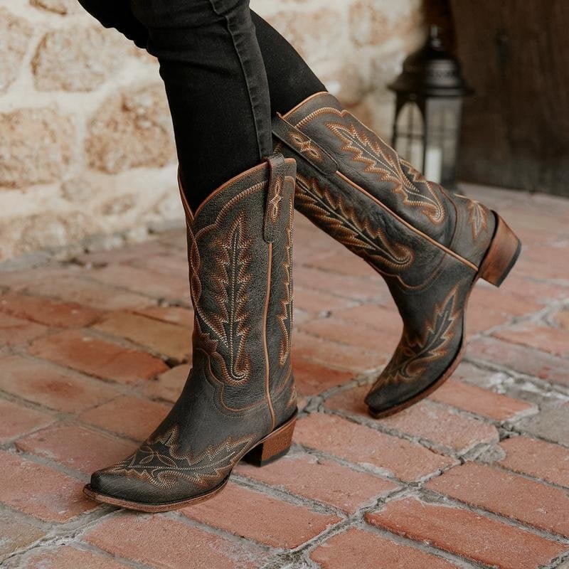 BUSY GIRL XY4825 custom cowboy boots women embroidery spring fall winter fashion low heels music festival women knee high boots