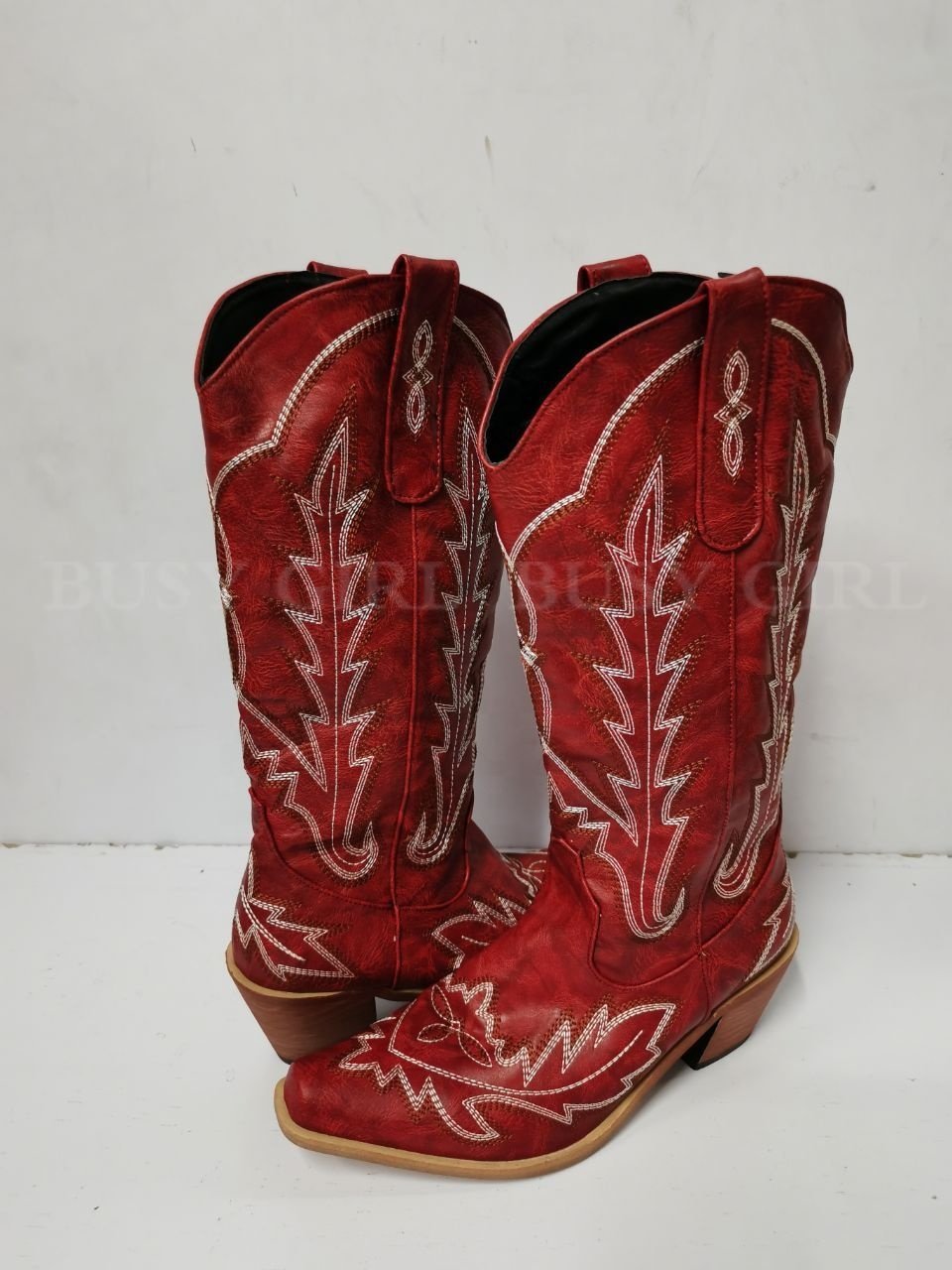 BUSY GIRL XY4825 custom cowboy boots women embroidery spring fall winter fashion low heels music festival women knee high boots