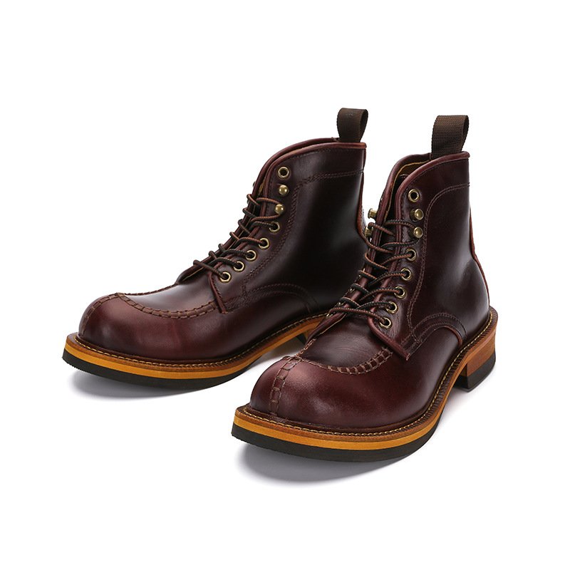 Mens Boots Classic Mens Cowboy Leather Brown Ankle Boots British High Cut Shoes Footwear Slip-On shoes boots