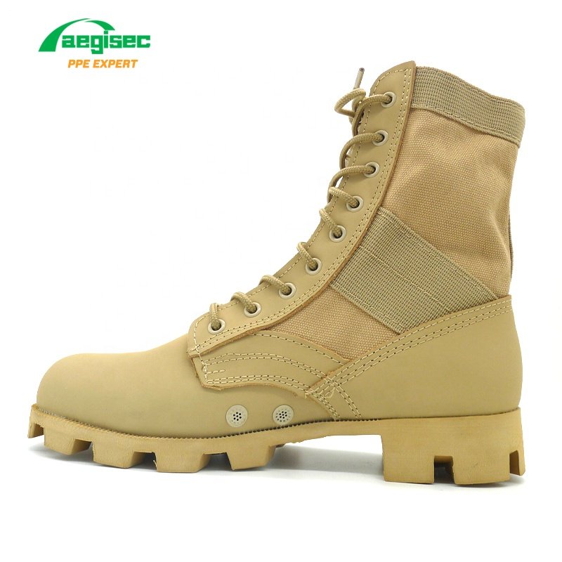 AEGISEC tactical boots cow leather+textile outdoor hiking desert shoes oil slip resistant rubber sole tactical jungle boots