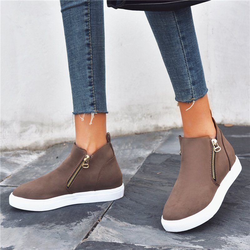 BT-025 2022 hot sell casual short boots for women suede leather walking shoes wedge low heel ankle boots ladies