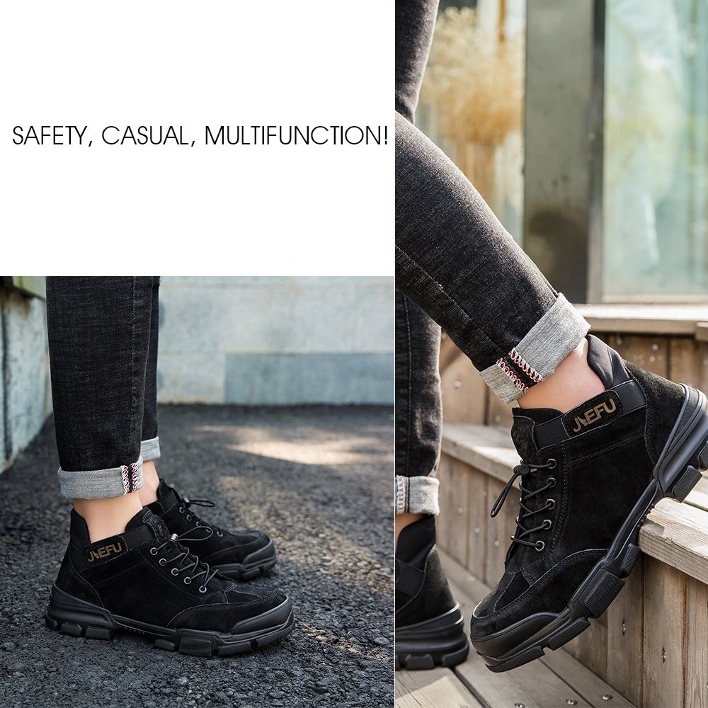 Nubuck Leather Fashion Young Outdoor Anti-skid Lace Breathable Steel Tip Work Boots