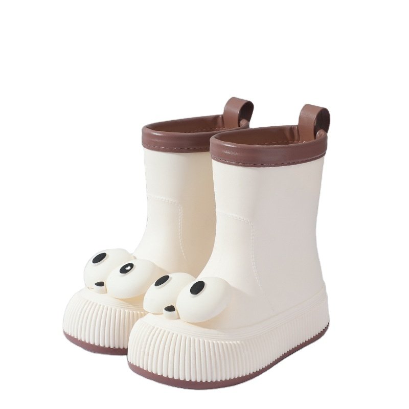Women's Fashion Mid-Tube Platform Rain Boots 2024 Big Eyes Parent-Child Four Seasons Waterproof Curl Shoes-Summer and Winter
