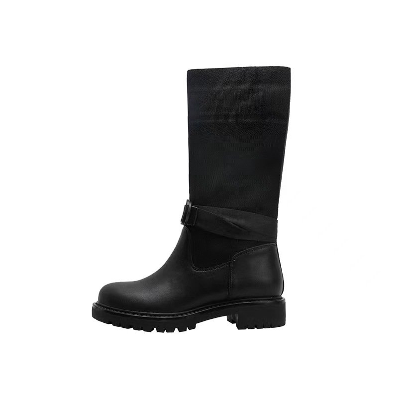 Customized DIY logo 1:1 original taupe technical fabric black calfskin genuine leather CHUKKA boots