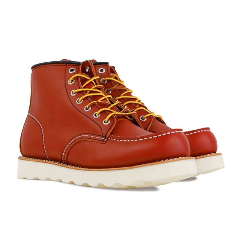 Goodyear Men's Winter Boots in Western Style Genuine Leather Lace-Up Closure Breathable and Height Increasing Safety Shoes