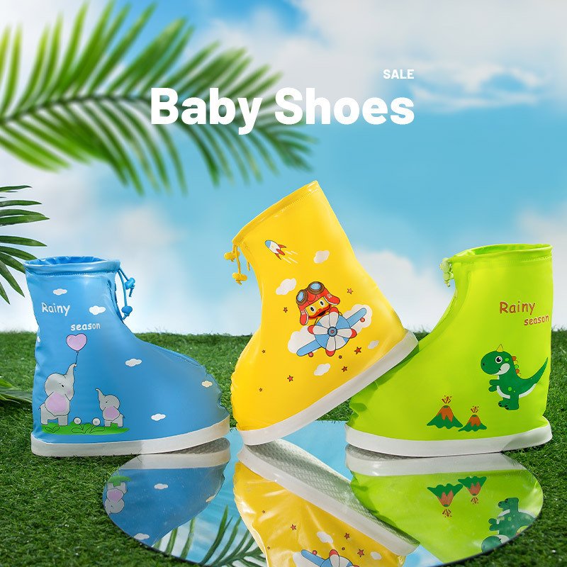 Kids Rain Shoe Covers Cartoon Children Soft Sole Zipper Rain Boots Cute Baby Outdoor Rain Shoes EVA Waterproof shoe cover