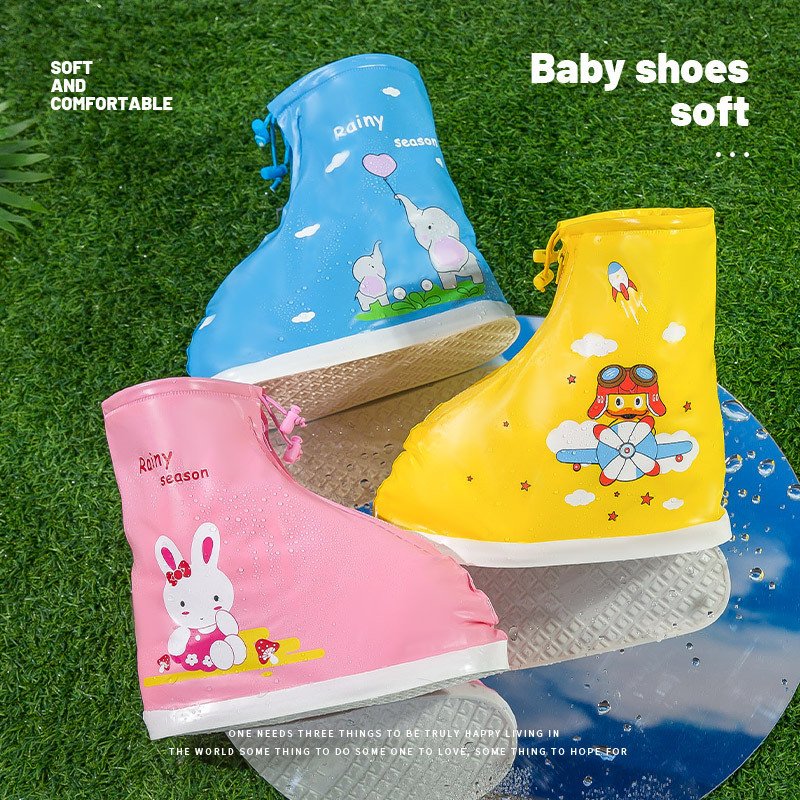 Kids Rain Shoe Covers Cartoon Children Soft Sole Zipper Rain Boots Cute Baby Outdoor Rain Shoes EVA Waterproof shoe cover