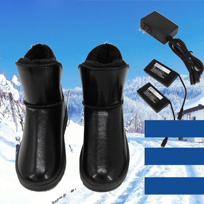 2024 Custom Logo Women's Casual Winter Flat Ankle Boots EVA Sole Electrically Heated Snow Boots PU Anti-Slip Warm Thermal Adults