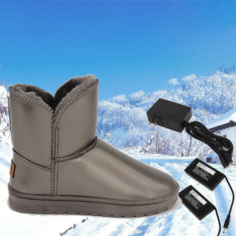 2024 Custom Logo Women's Casual Winter Flat Ankle Boots EVA Sole Electrically Heated Snow Boots PU Anti-Slip Warm Thermal Adults