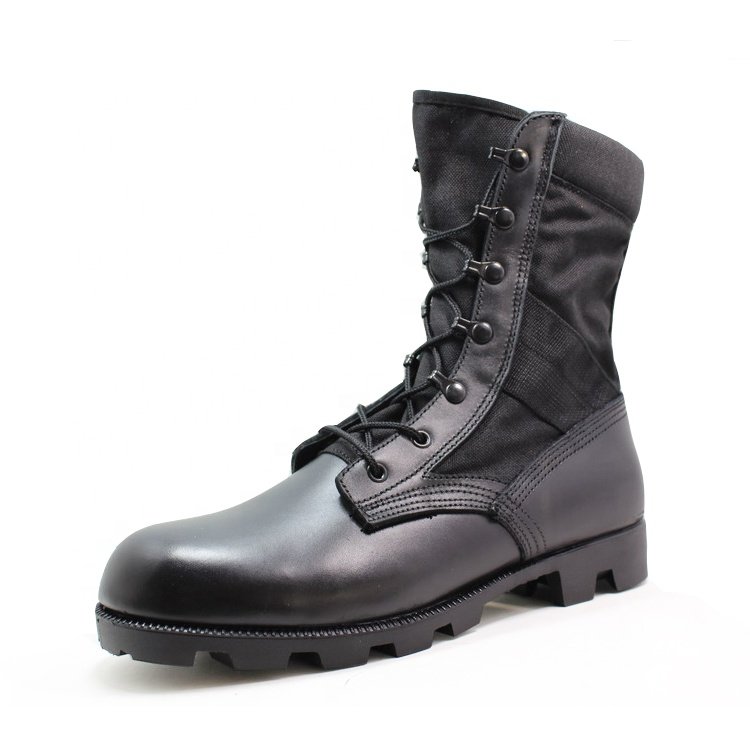 Oil acid resistant anti slip wear proof rubber out sole corrected leather steel toe outdoor training safety boots for men