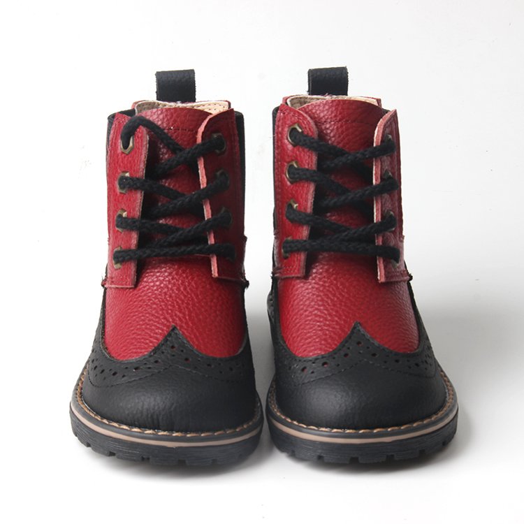 BEIBEIHAPPY Wholesale Hot Style Kids Boys Girls Booties Hard Sole Genuine Leather Vintage Children Kids Boots For Outdoor