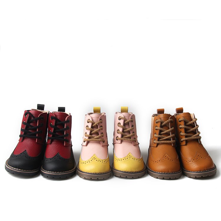 BEIBEIHAPPY Wholesale Hot Style Kids Boys Girls Booties Hard Sole Genuine Leather Vintage Children Kids Boots For Outdoor