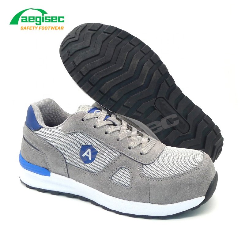 AEGISEC sport safety shoes anti slip working boots suede leather safety jogger shoes composite toe
