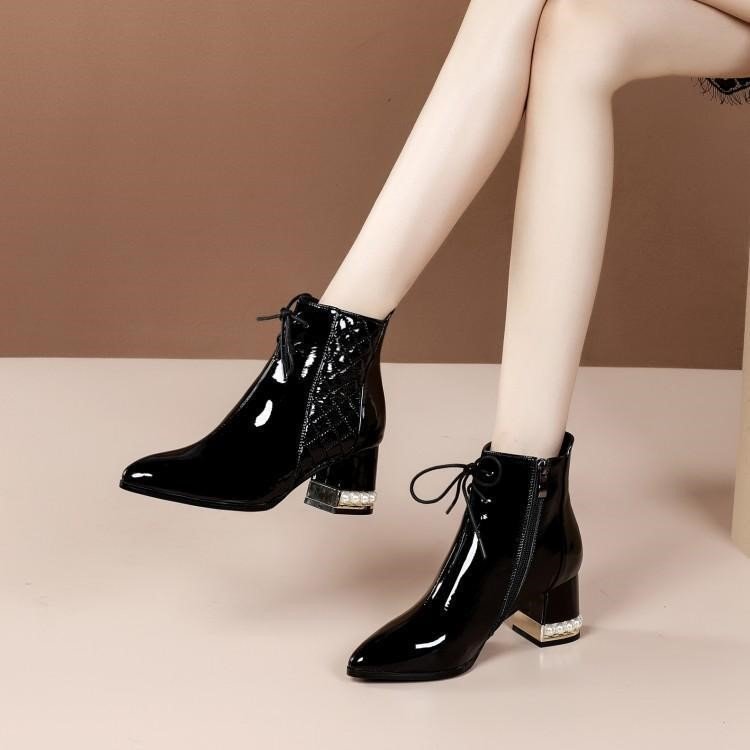 Factory Price Fashion Zipper Mid Heel Boots Fashion Zipper Thick Heel Boots Customized Fine Women's Shoes And Boots