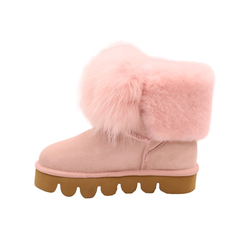 CF-071 Free Samples 2022 Hot SellingTop Quality Cow Suede Colored Racoon Fur Wholesale Winter Women Ankle Boots