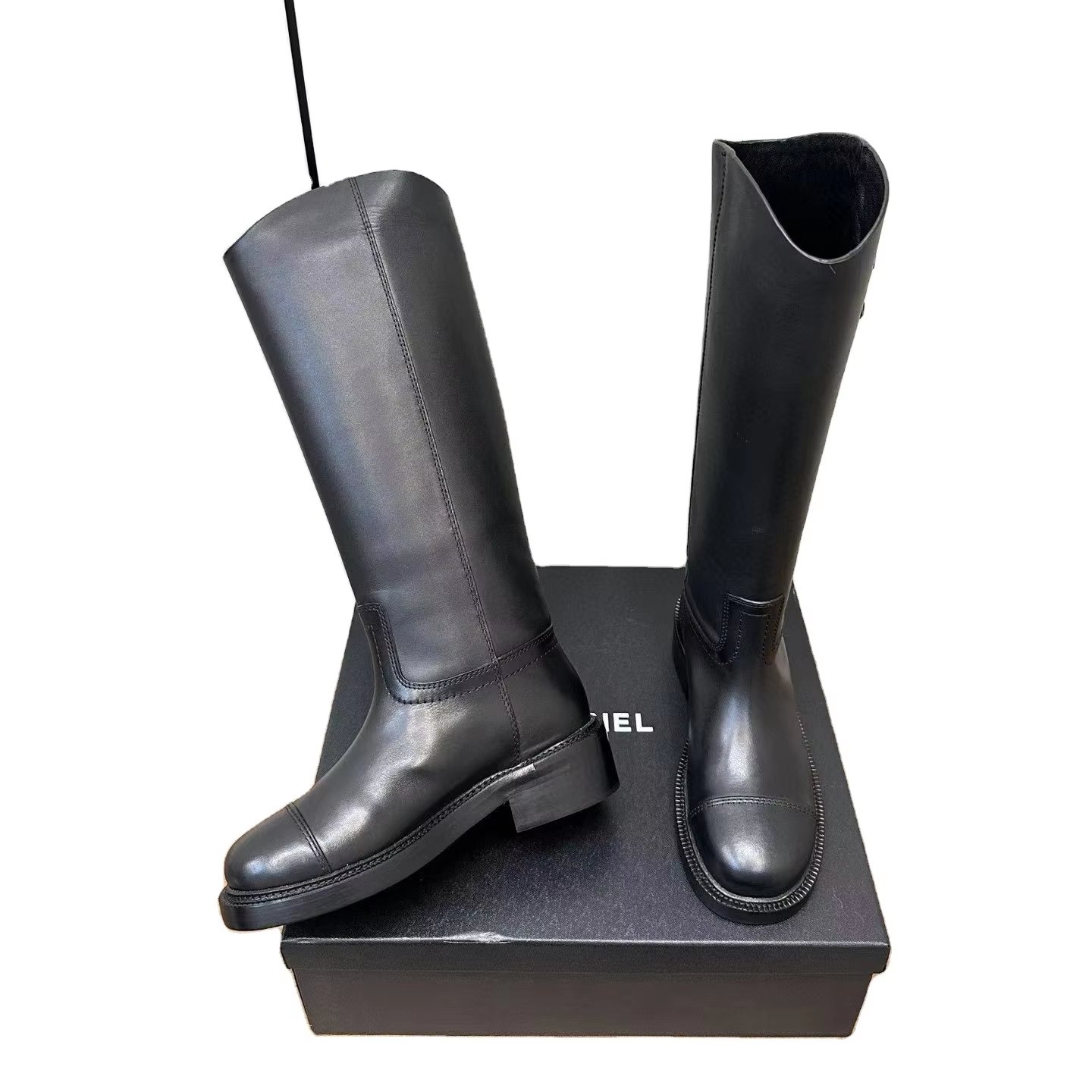 Women's Winter Snow Boots with round Toe Knee-High Platform and Chunky Heels Comfortable Long Boot Heeled Thigh High Shoes