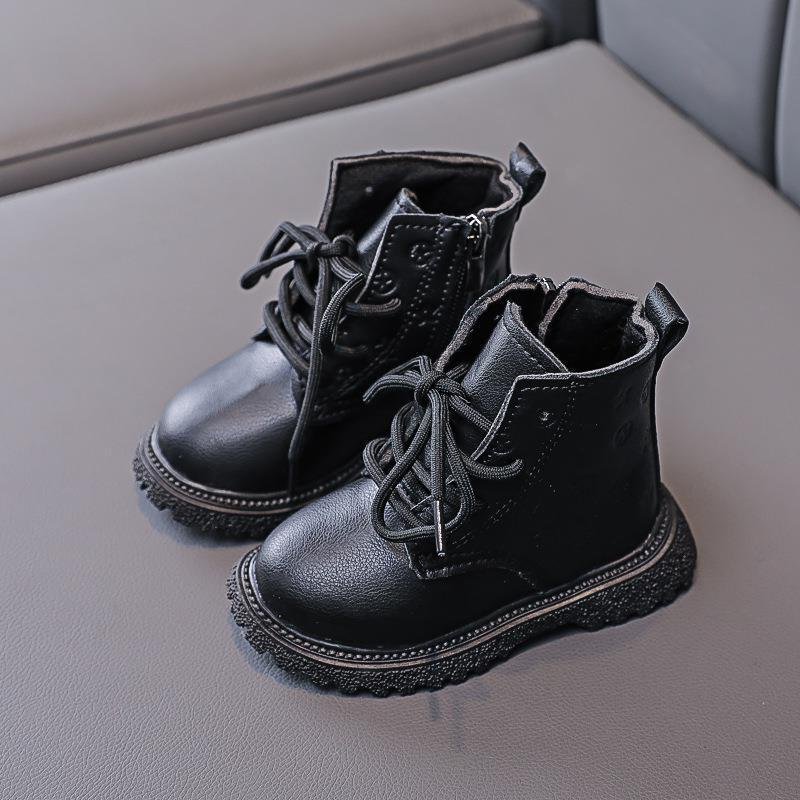 Children's Shoes Fashion British Outdoor Non-slip New Boy Boots Soft Sole Leather Low Barrel Short Boots Cool Boys' Shoes