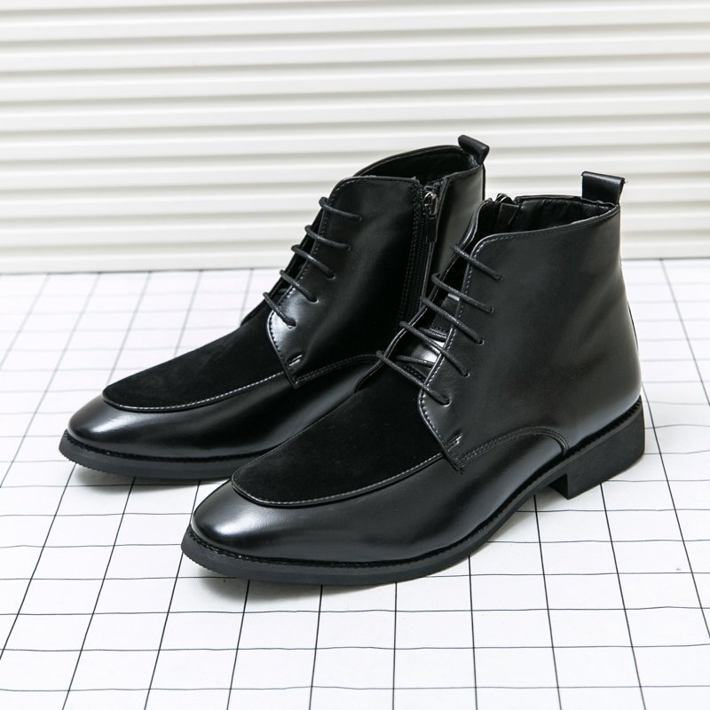 Size 38-48/6.5-14 Fashion Lace Up Wedding Dress Shoes Pointy Toe Durable Men Leather Ankle Boots
