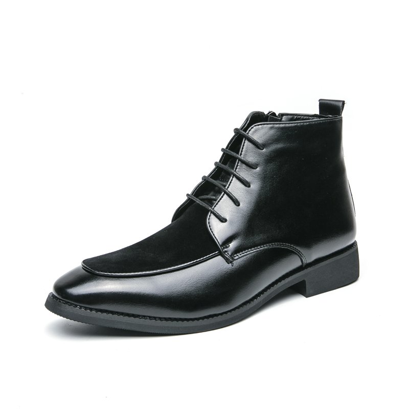 Size 38-48/6.5-14 Fashion Lace Up Wedding Dress Shoes Pointy Toe Durable Men Leather Ankle Boots