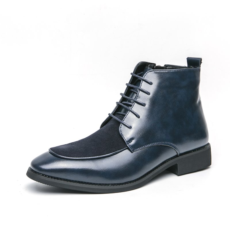 Size 38-48/6.5-14 Fashion Lace Up Wedding Dress Shoes Pointy Toe Durable Men Leather Ankle Boots