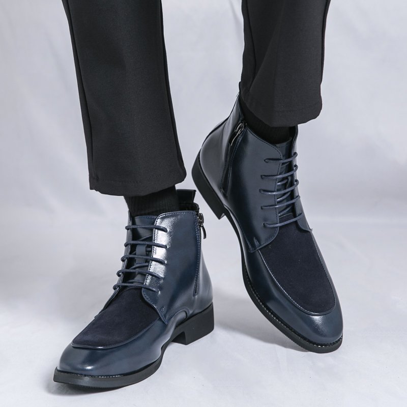 Size 38-48/6.5-14 Fashion Lace Up Wedding Dress Shoes Pointy Toe Durable Men Leather Ankle Boots