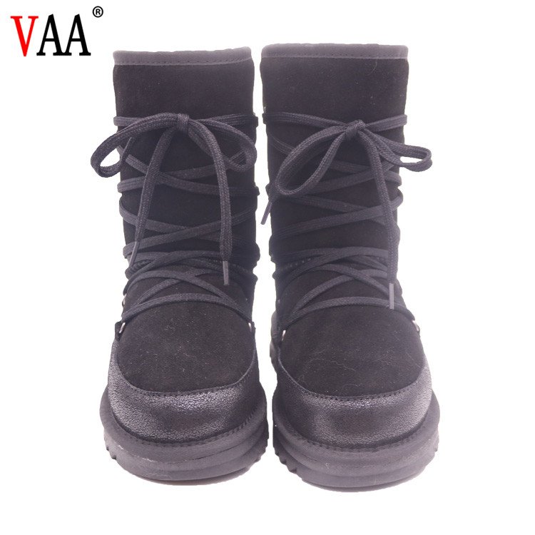 CF-138 Free Samples Cow Leather And Suede Lace Up Women Winter Boots Manufacturer