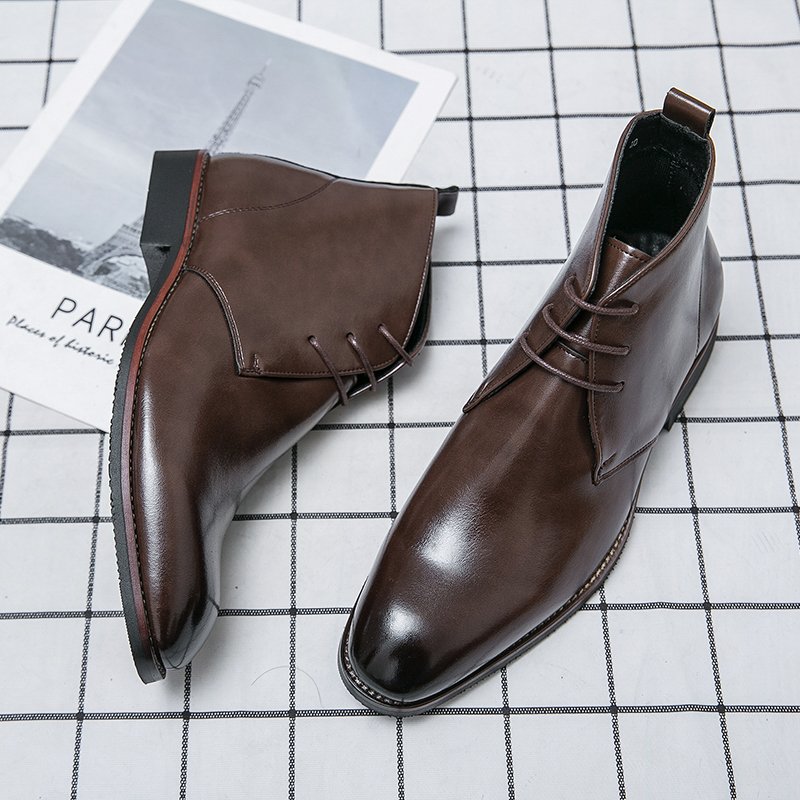 Extra Size 38-48/6.5-14 Green Color Latest Design Fashion Comfortable Lace Up Leather Ankle Boots for Men