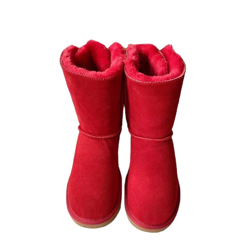 Fashion Sheepskin Women Winter Snow Real Fur Boots with Bows