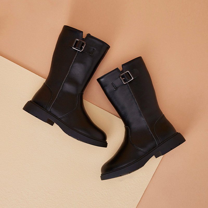 2023 New style everyday casual elastic trend anti slip hard wearing leather high top children's calf boot