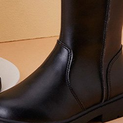 2023 New style everyday casual elastic trend anti slip hard wearing leather high top children's calf boot