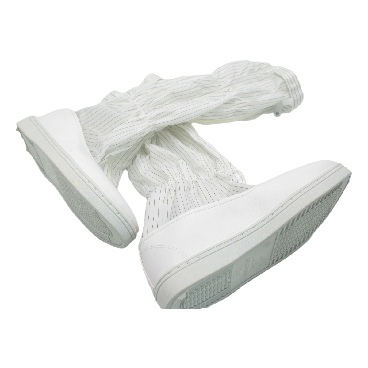 White Reusable Washable Leather Cleanroom Shoes - Durable Antistatic ESD Boots For Industrial Use