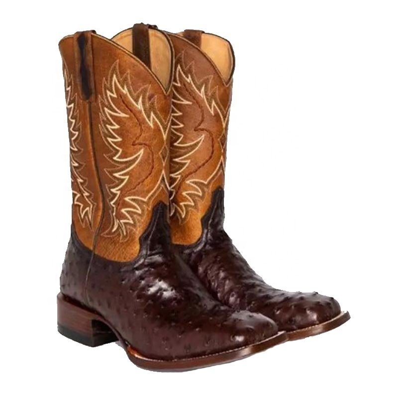 dropshipping 2023 Personality Leather Lined horse Boots Men' s big Size Western Cowboy Boots Embroidered unisex riding Boot