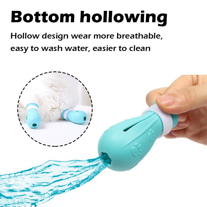 4 Pcs Cat Anti-Scratch Boots Adjustable Cat Paw Protector Shoes Silicone Cat Foot Cover Or Bathing Nail Clipping Ears Cleaning