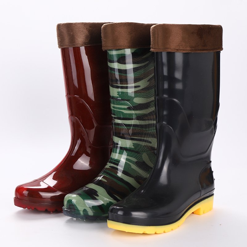 Wholesale Warm custom half rubber cotton covering gum boots wellies rain boots