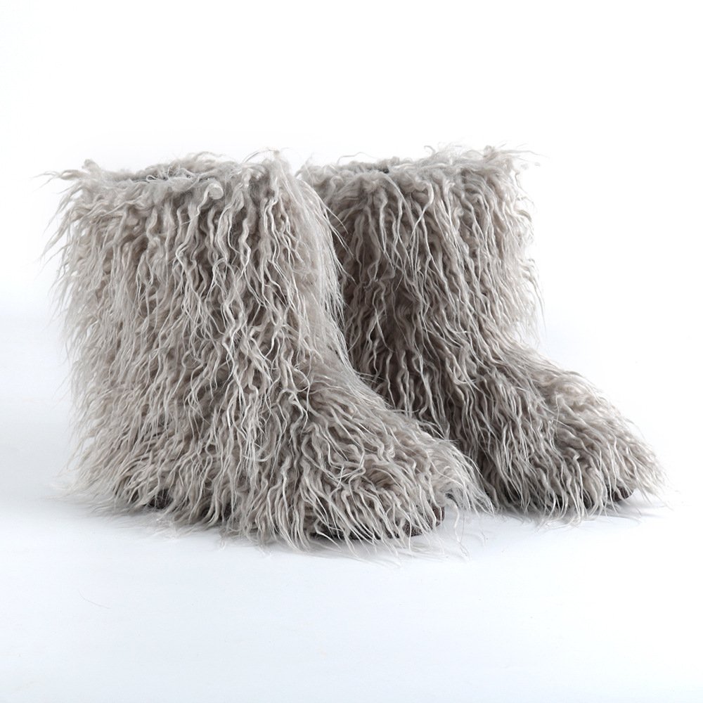 wholesale women ladies winter plush faux fur boots high heel flat faux fur women ladies ankle boots