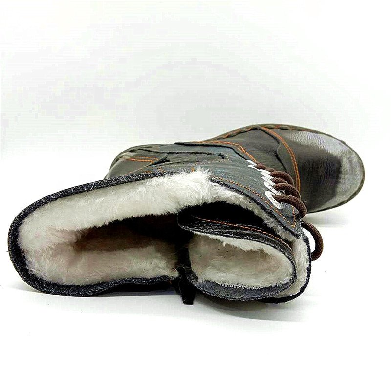 Adult Mid-length Fur Lining Warm Snow Boots Women's Plus Size Breathable Patchwork Genuine Leather Boots