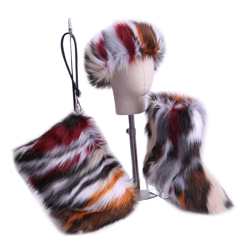 Women furry fur boots high winter warm boots casual winter shoes women ankle boots fur slides