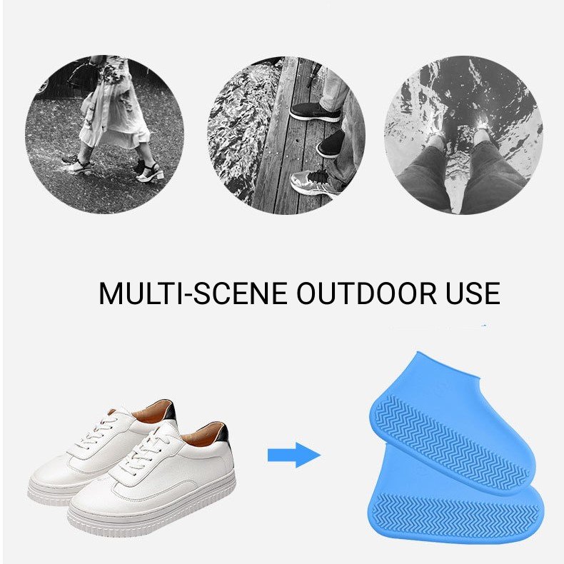 Unisex Silicone Rain Boot Cover Non-Slip Rubber Sport Shoe Protector Waterproof Reusable for Winter Summer Rain Boots for Adults