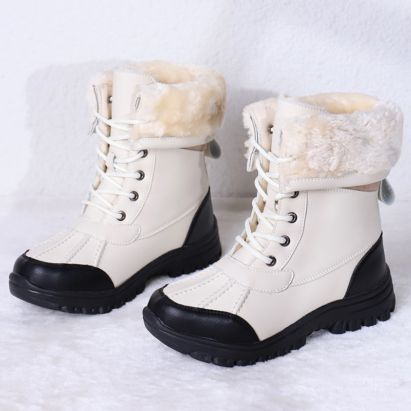 wholesale Winter New Women's Leather Snow Boots High Top Leather Boots Anti-slip Fashion Snow Boots For Women