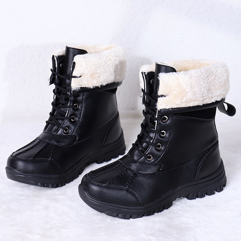 wholesale Winter New Women's Leather Snow Boots High Top Leather Boots Anti-slip Fashion Snow Boots For Women