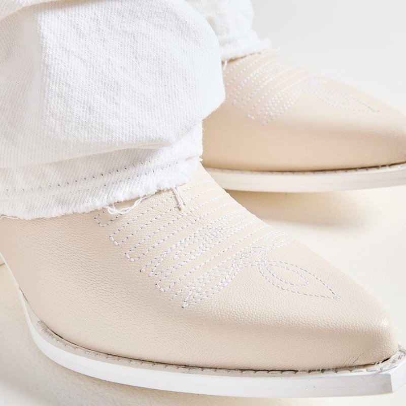 Fashionable White Genuine Leather Women High Heel Boots Cowboy High Boots Heels for Women