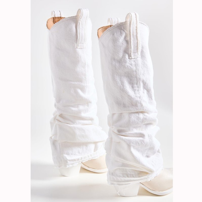 Fashionable White Genuine Leather Women High Heel Boots Cowboy High Boots Heels for Women