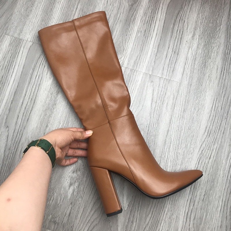 2022 Botas De Mujer Fall Knee Length Block Heel New Fashion Leather Knee High Women's Boots