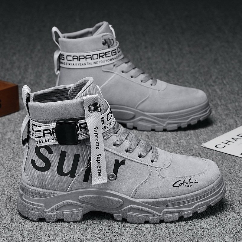 2024 Men's Chukka Boot All-Season Leather High-Top round Toe Autumn and Winter Trend Stylish and Versatile Winter Boots