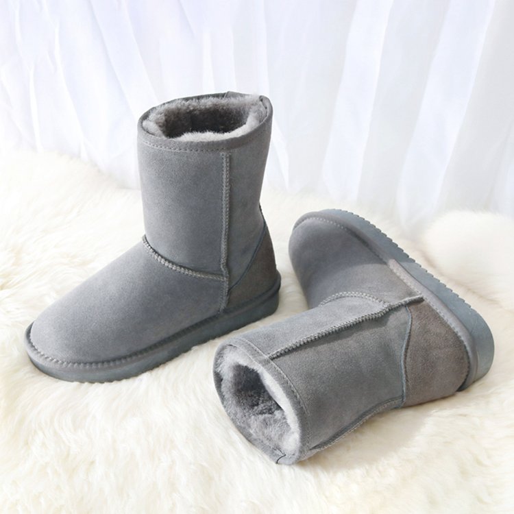Classic Winter Warm Indoor Outdoor Premium Genuine Shearling Sheepskin Boots Mid Calf Snow Booties for Women