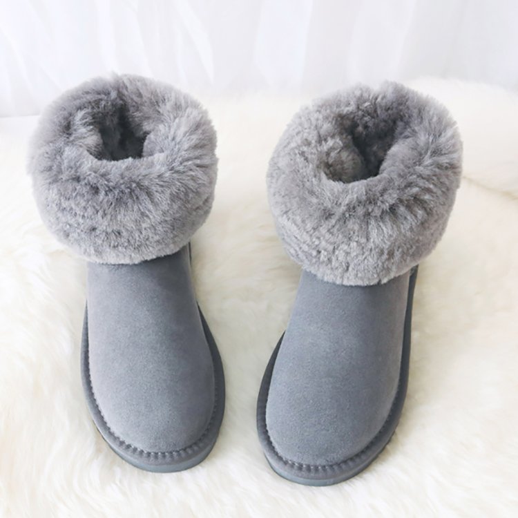 Classic Winter Warm Indoor Outdoor Premium Genuine Shearling Sheepskin Boots Mid Calf Snow Booties for Women