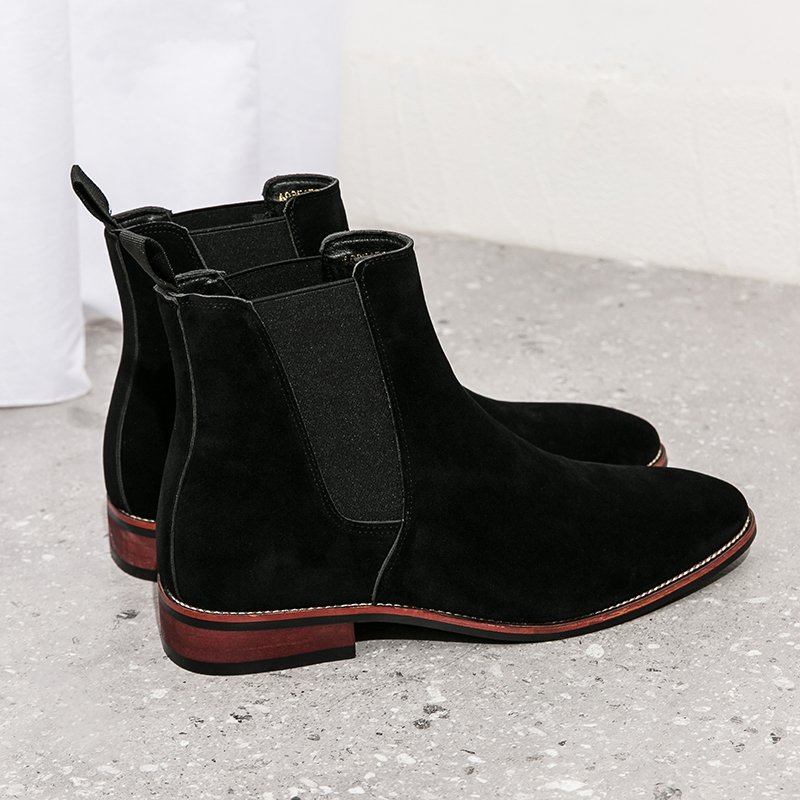 Classical Fashion Pure Color Outdoor Boots Genuine Leather Men's Casual Chelsea Suede Ankle Boots