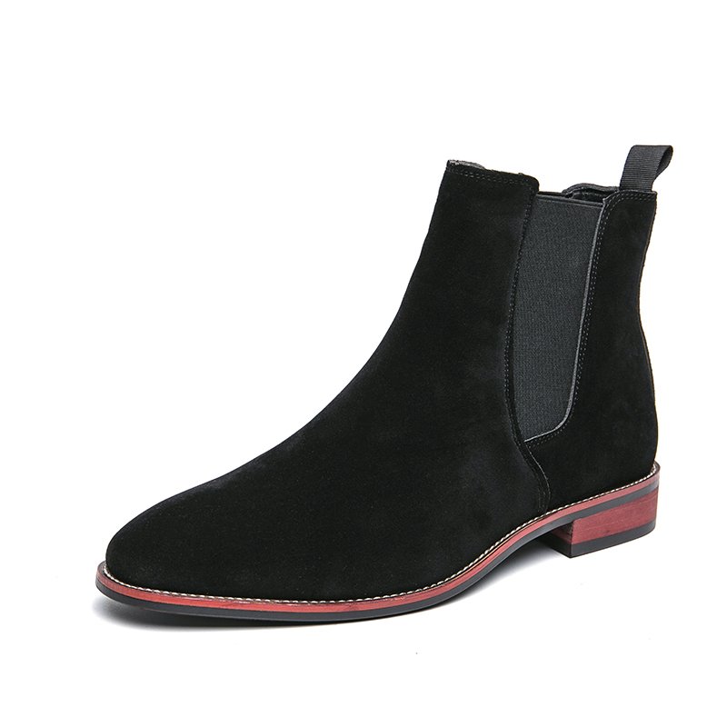 Classical Fashion Pure Color Outdoor Boots Genuine Leather Men's Casual Chelsea Suede Ankle Boots